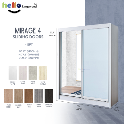[Kingswood]幻影4推拉门衣柜，4|4.5|5|5.5|6英尺，实心胶合板，包括12个月保修，有9种颜色可供选择